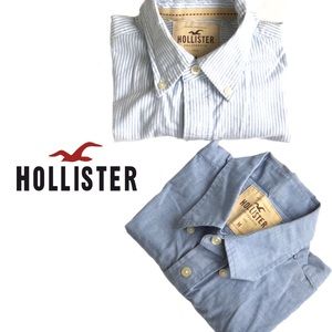 {2} Hollister button-up chambrays — Boys 16/Men Sm